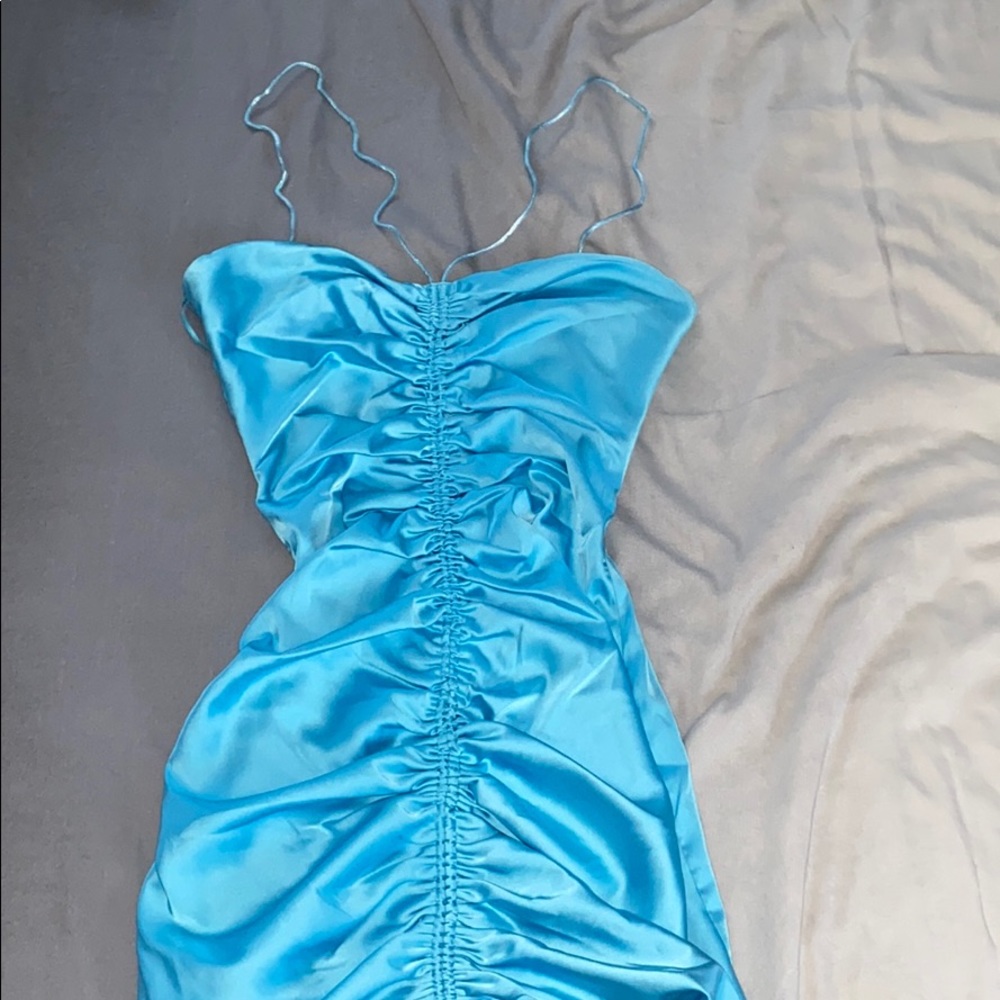 Turquoise Satin Dress